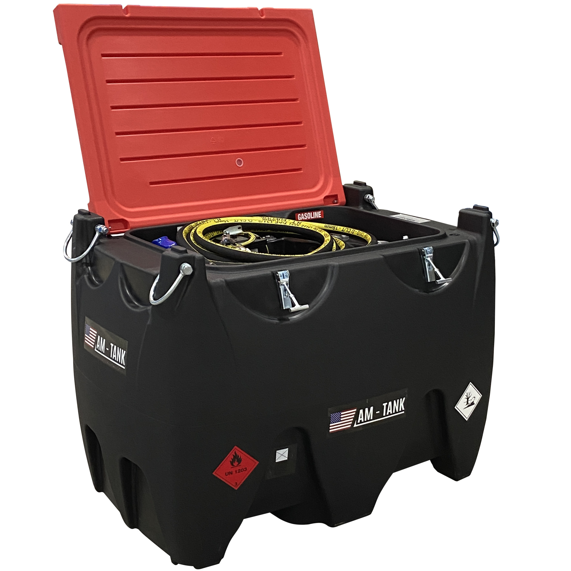 AMERICAN FUEL TANK, Portable 155 gal Gasoline Tank w/ 12V pump, Capacity 155 Gal, Shape Other, Model# AM-TANK155GAS